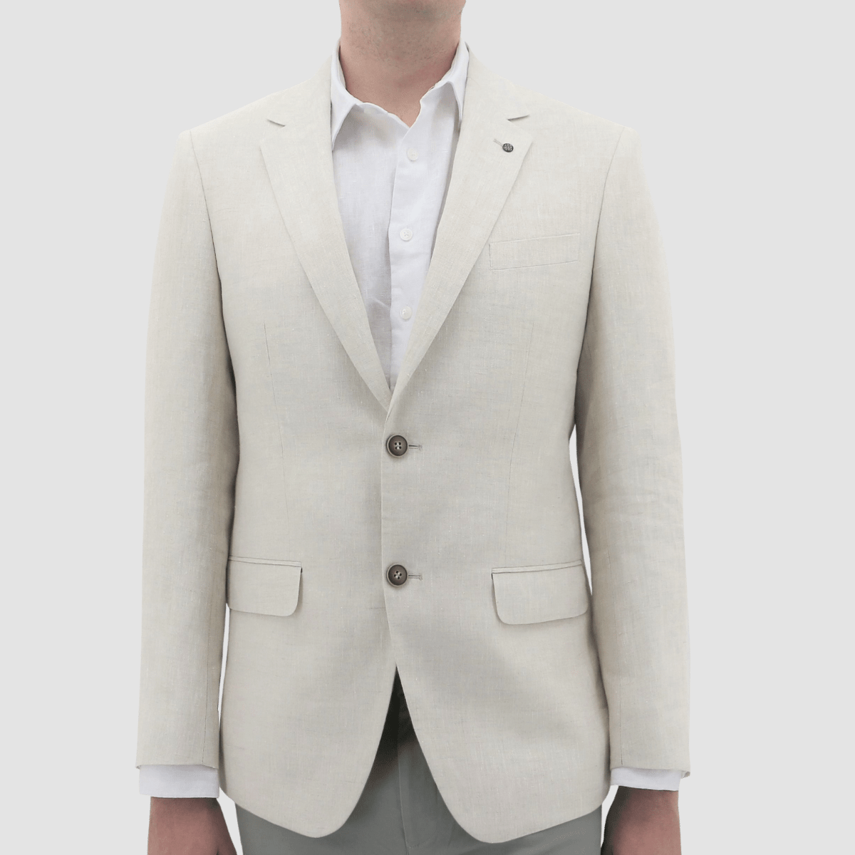 Daniel Hechter’s sand Shape linen suit.