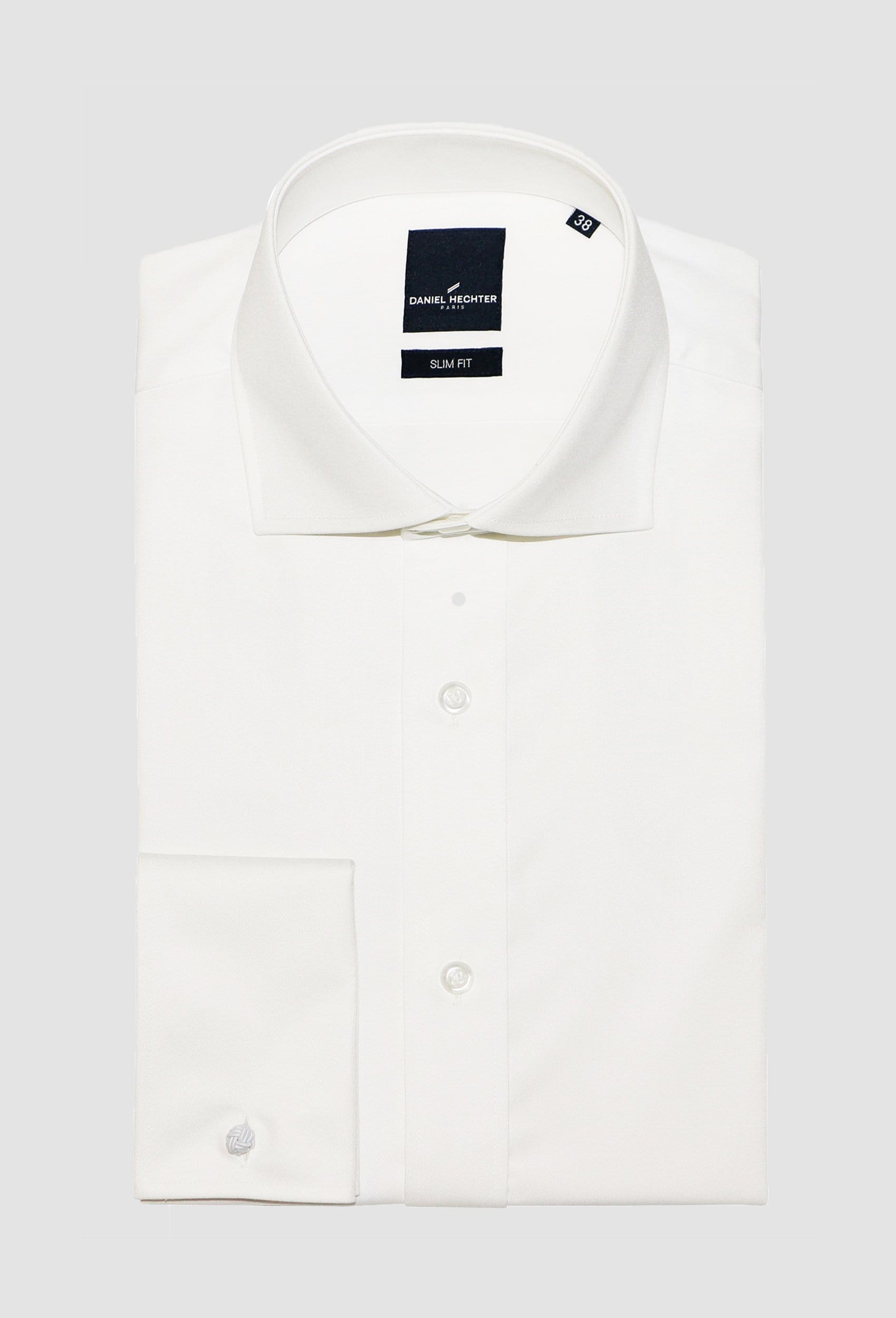daniel hechter slim fit french cuff jacques shirt in cream cotton blend
