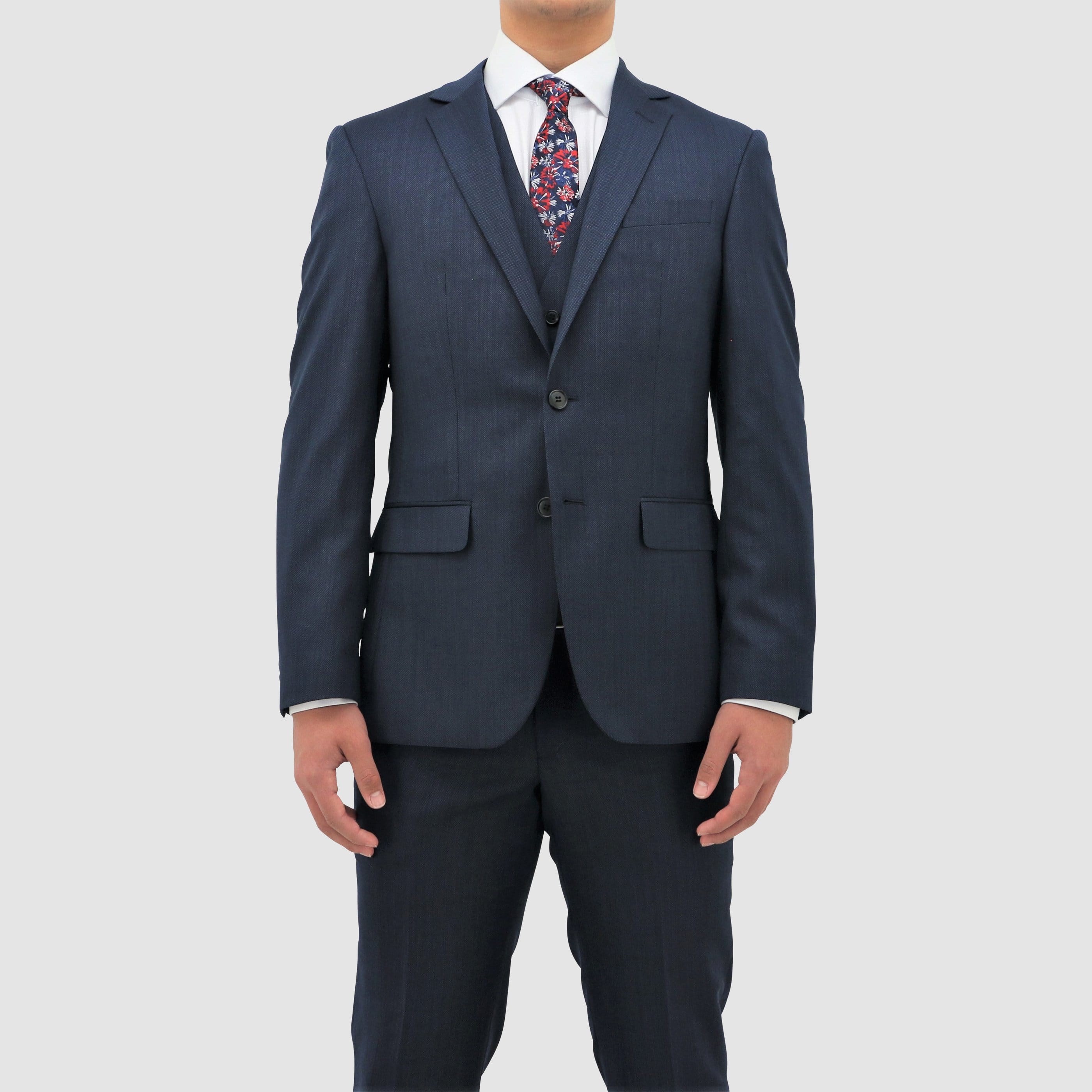 the luke vest layered underneath the michel suit STDH101