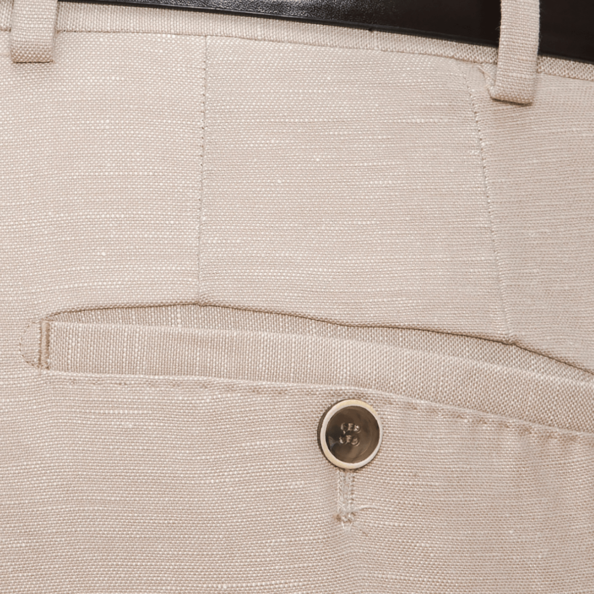 back pocket of the gibson slim fit caper trouser in sand