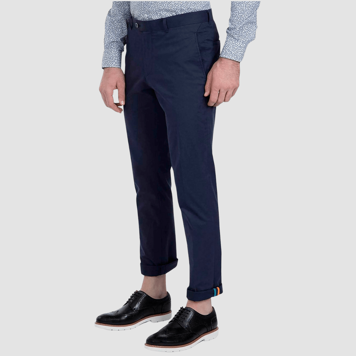 the mens chino pant in navy with a slim fit leg