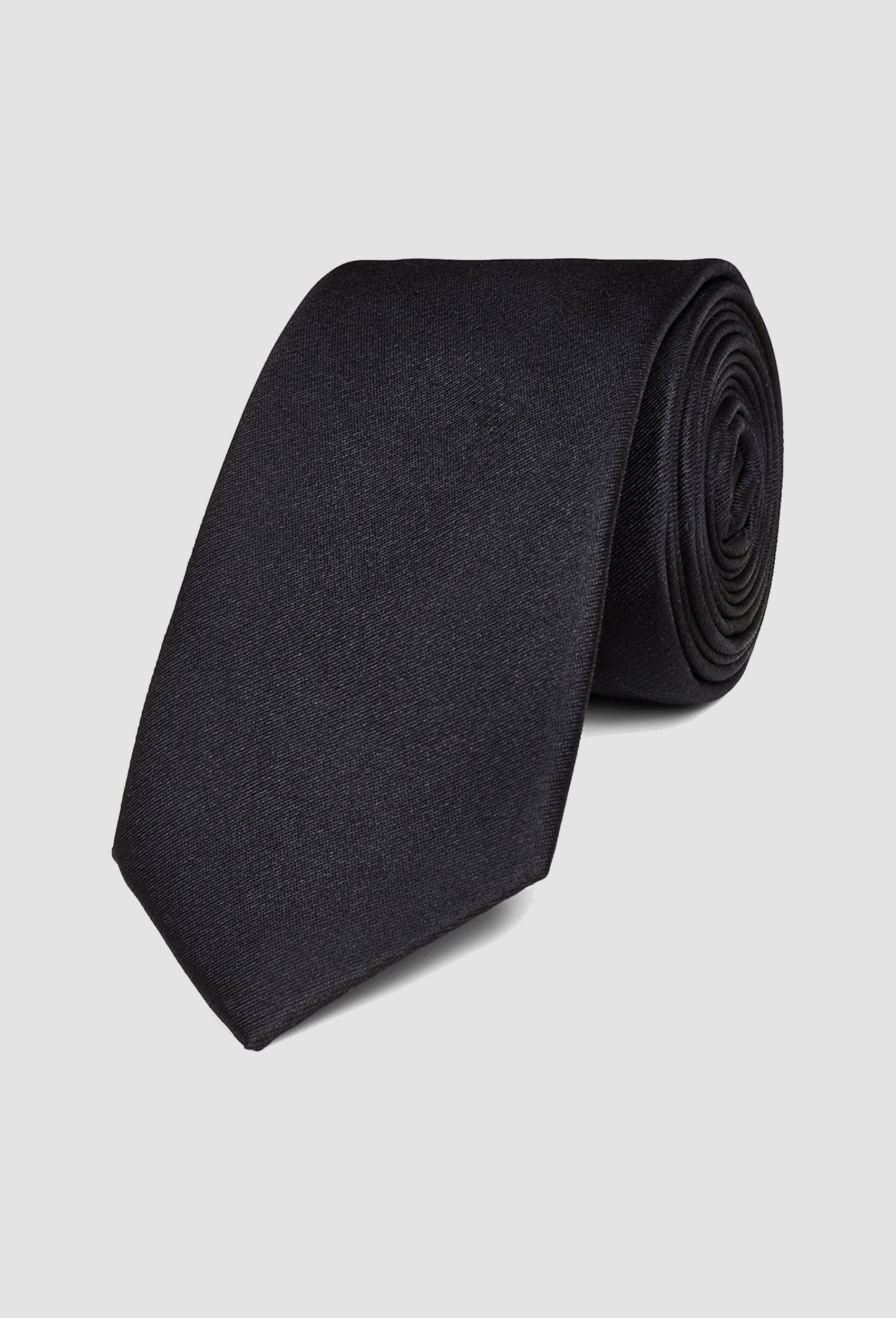 Gibson classic silk tie in black pure silk