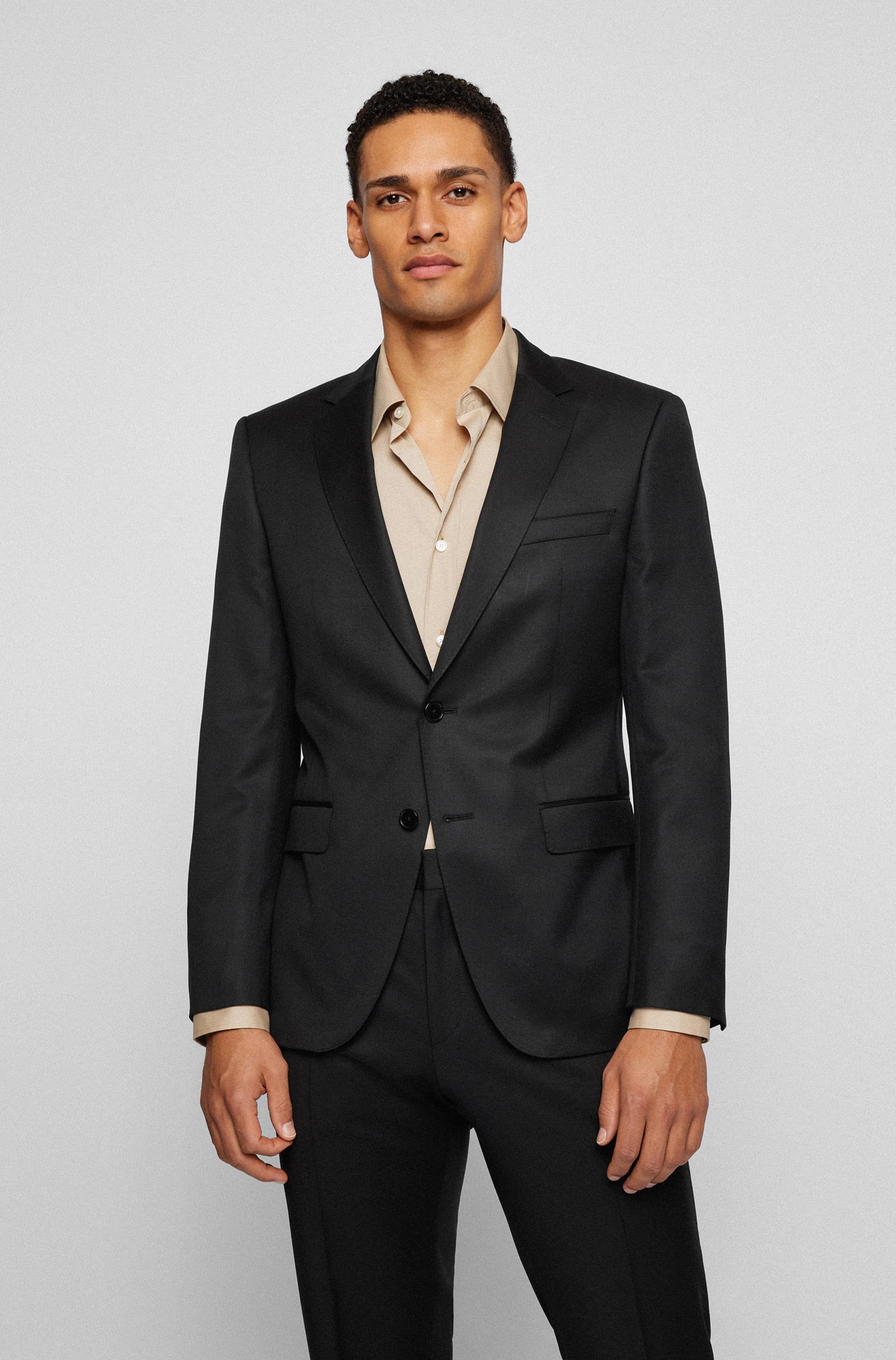 Hugo Boss slim fit huge suit in black pure virgin wool