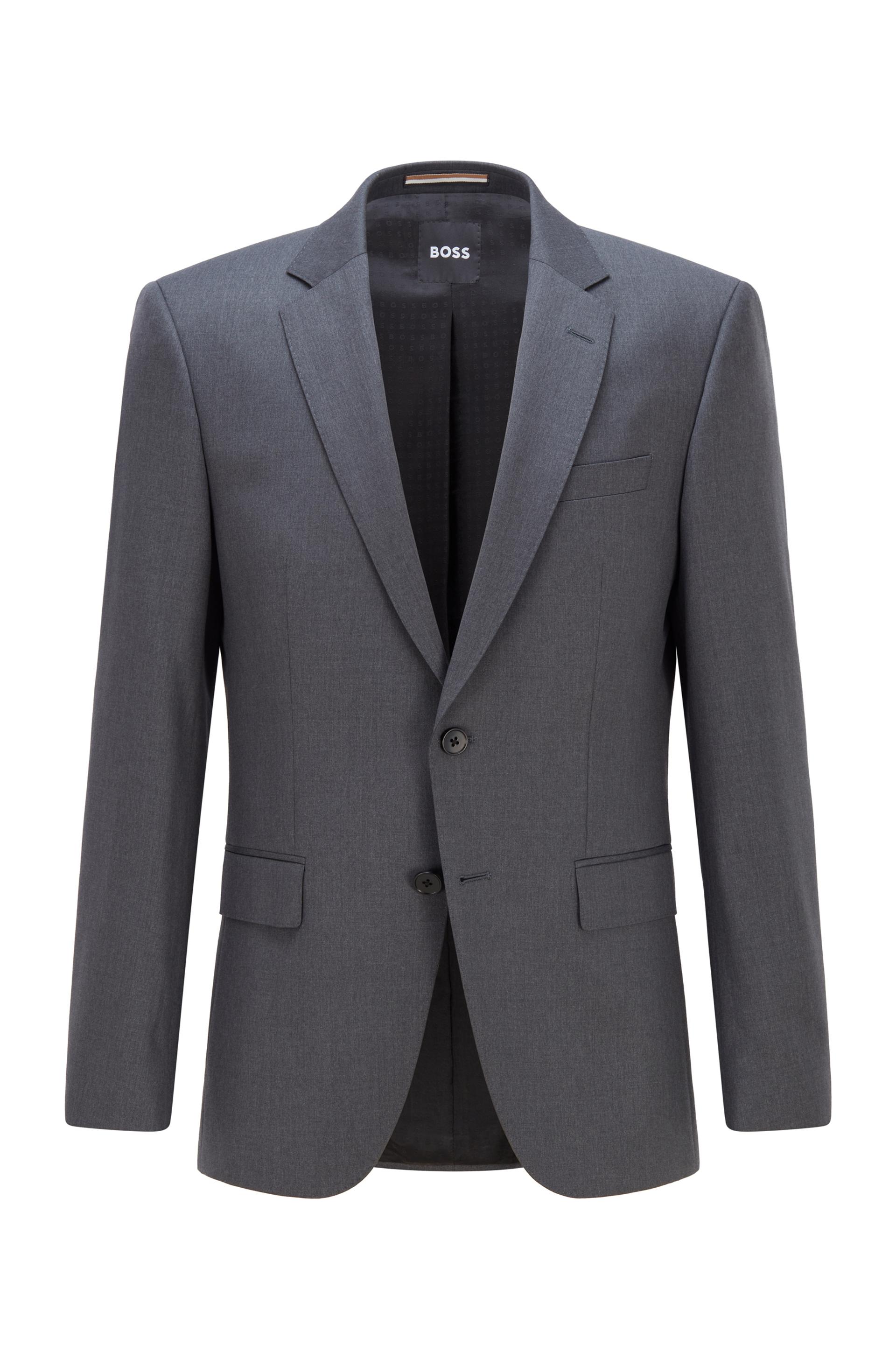 Hugo Boss slim fit Huge suit in Dark Grey pure virgin wool