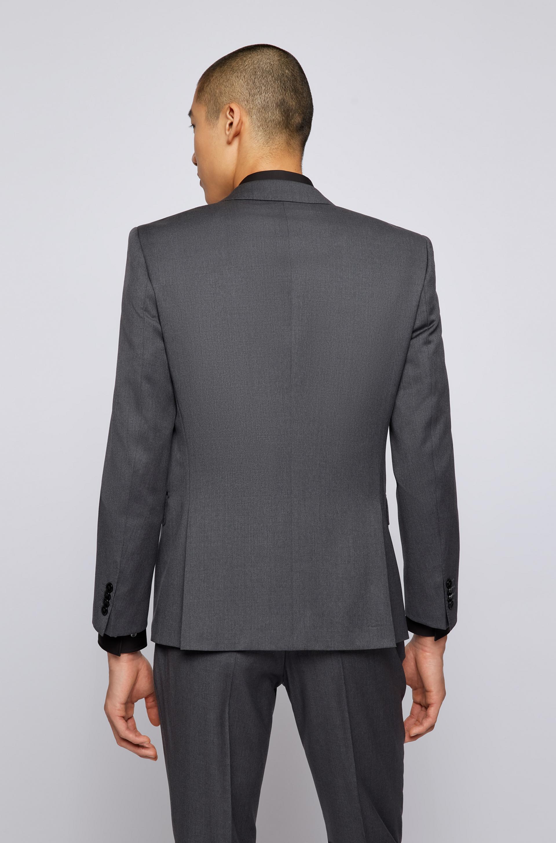 Hugo Boss slim fit Huge suit in Dark Grey pure virgin wool