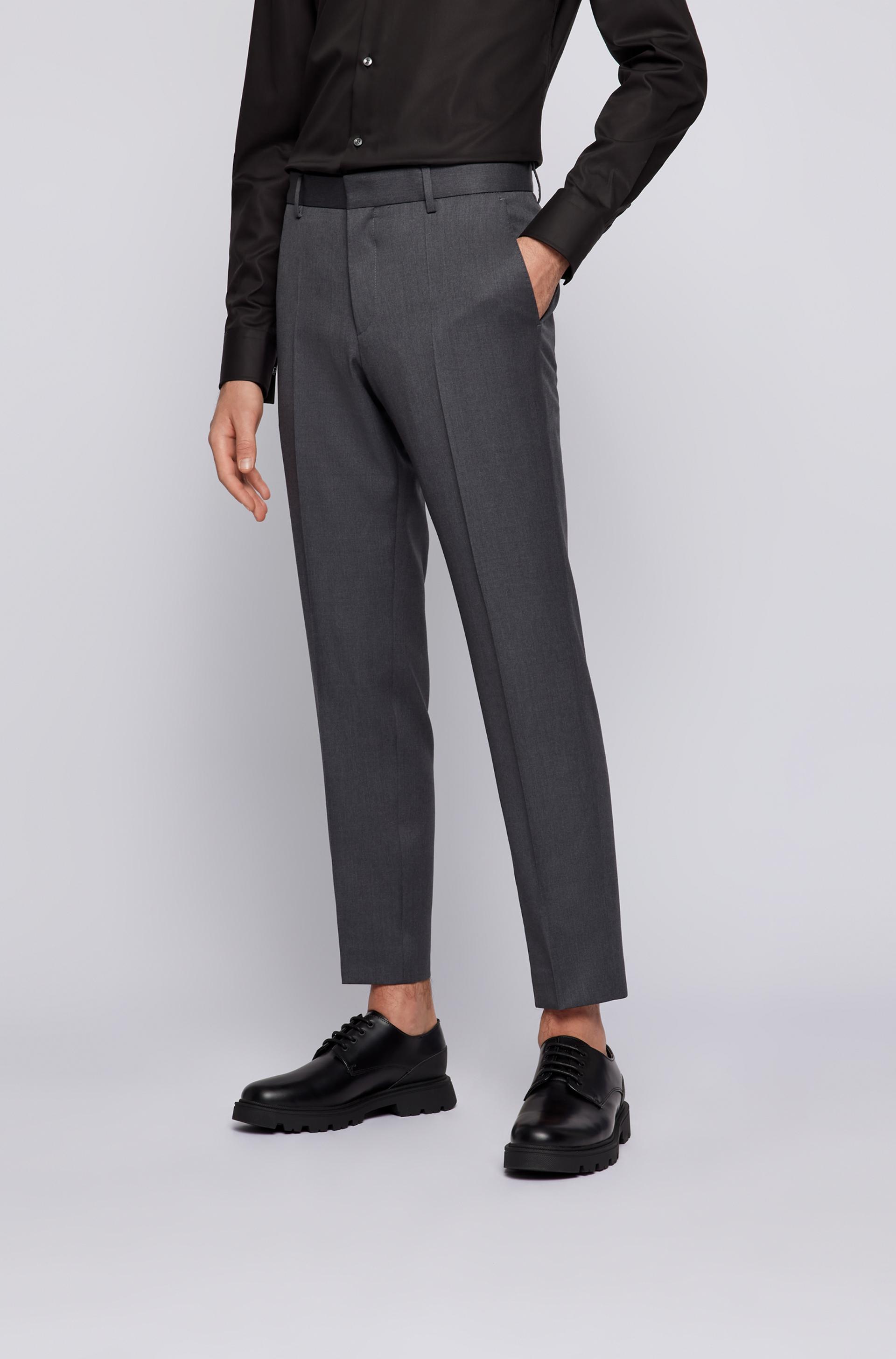 Hugo Boss slim fit Genius trouser in Dark Grey pure virgin wool