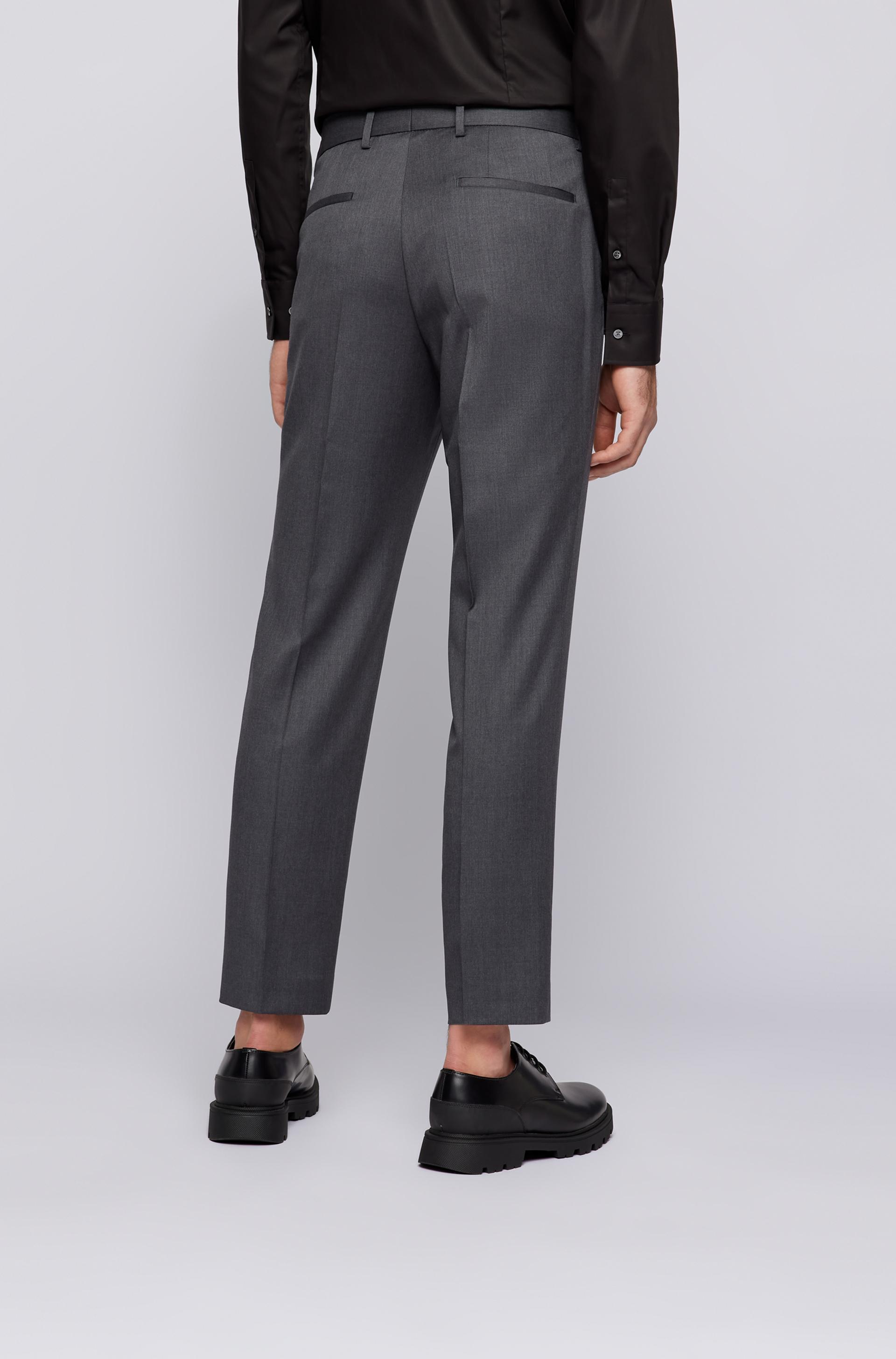 Hugo Boss slim fit Genius trouser in Dark Grey pure virgin wool