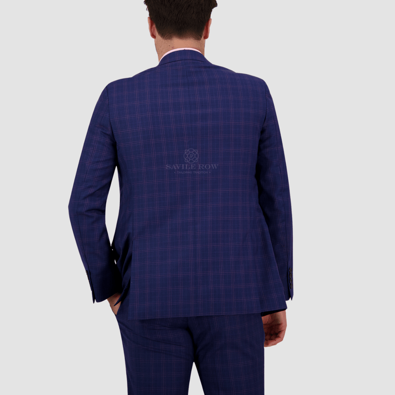 the back of the abram navy window check suit jacket 