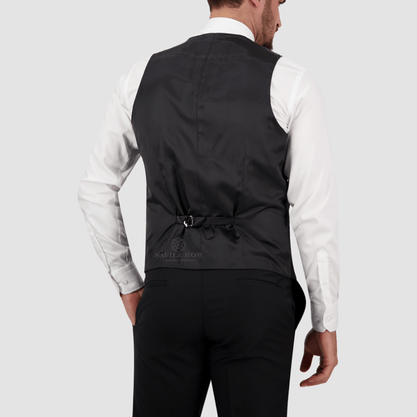 Mens Vests Savile Row Tailored Fit Mens Saul Suit Vest in Black