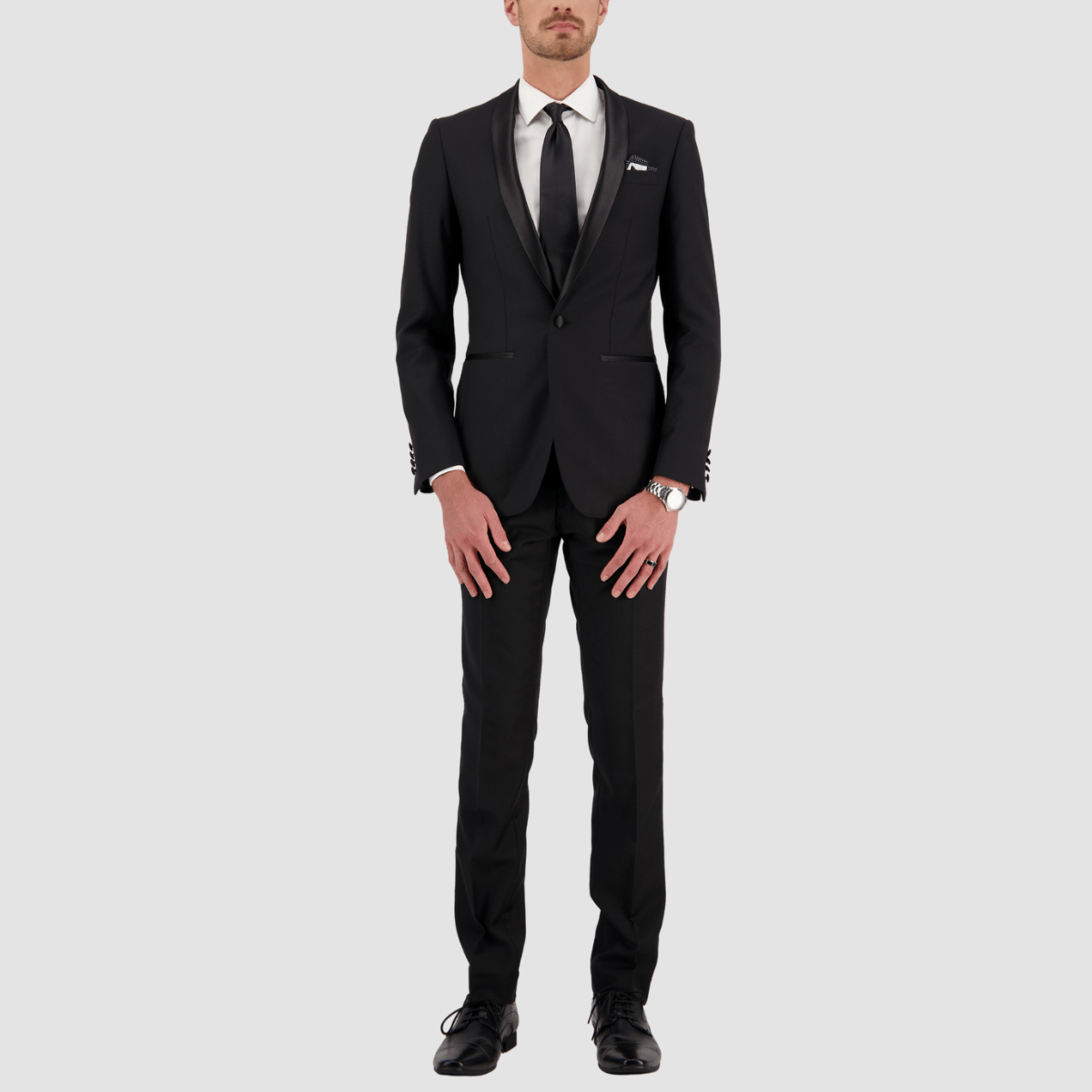 big mens tuxedo by savile row in black pure wool