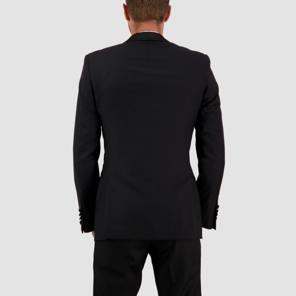 the back of the big mens black tuxedo the thomas tuxedo in black