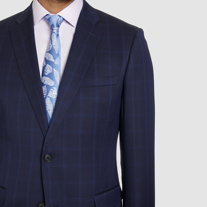 notch lapel detailing on the studio italia classic icon fit momento suit jacket in blue pure wool ST-479-11