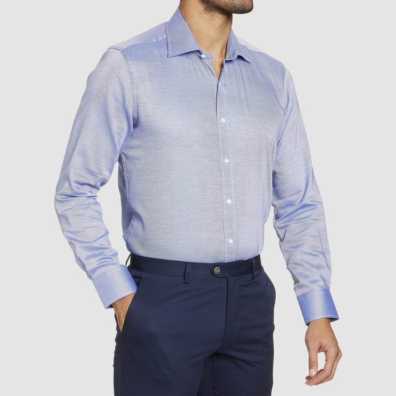 Studio Italia slim fit spencer business shirt in navy pure cotton