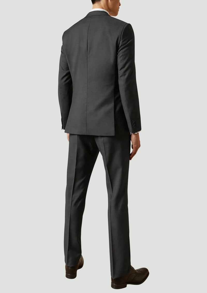 a back view of the ted baker slim fit Elegan business mens suit in Black pure wool 1RL2000.