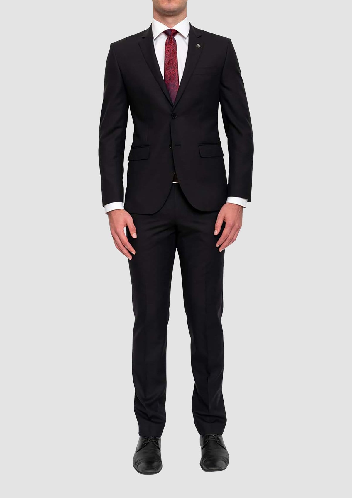 Cambridge classic fit morse suit in black pure wool - Big Man Sizes FMG100