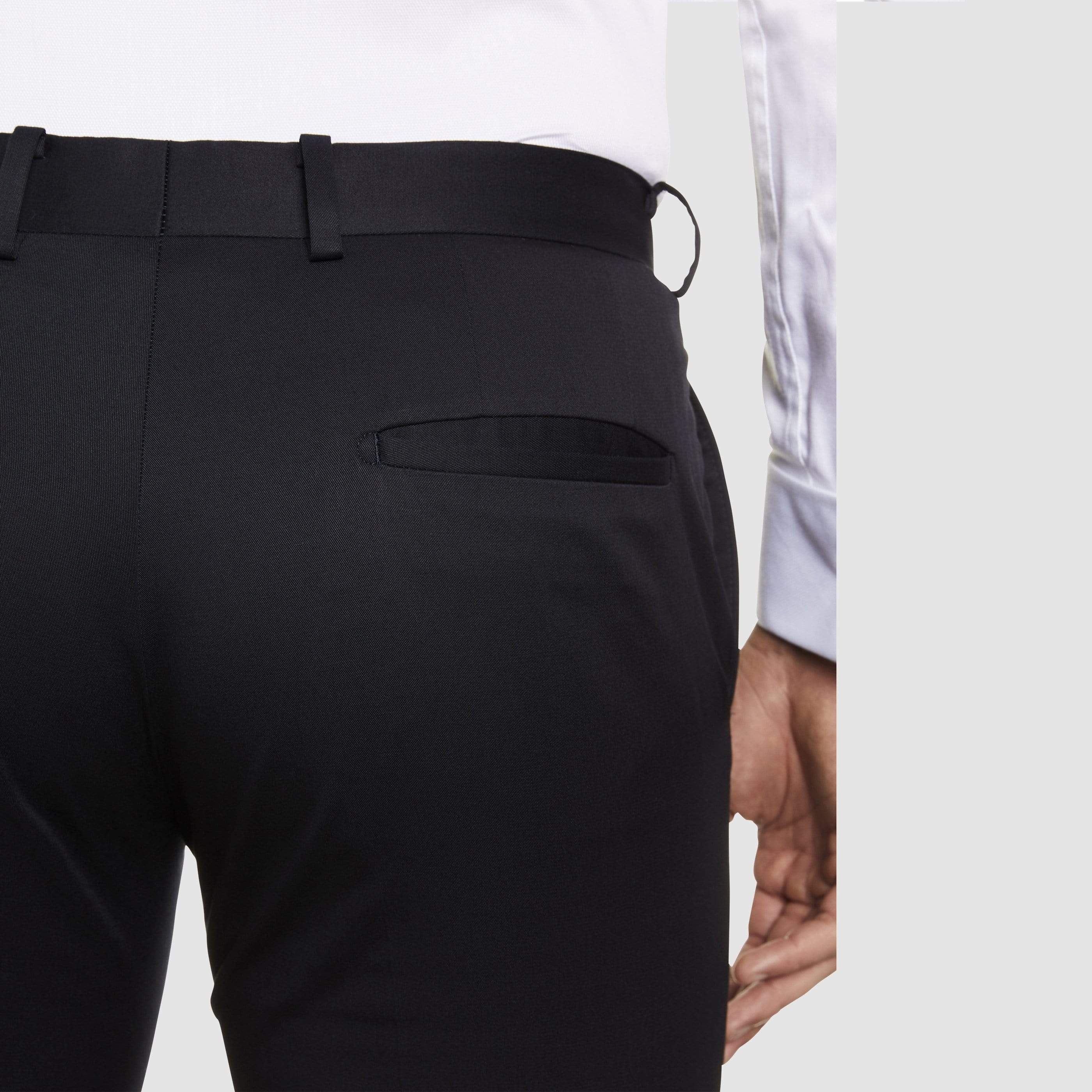 a close up of the pocket detail of the the Studio Italia slim fit chino in navy cotton stretch ST-373-11