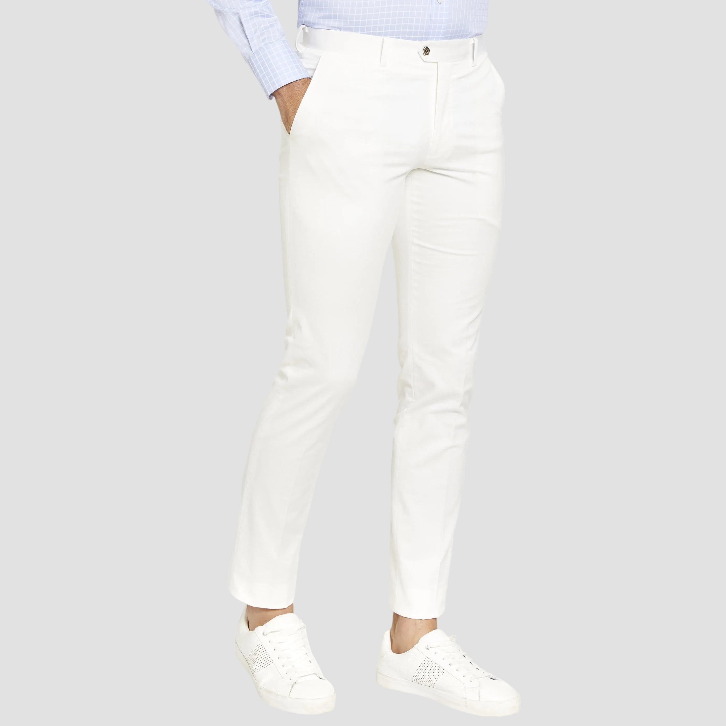 side view of the Studio Italia slim fit chino in white ST-409-91