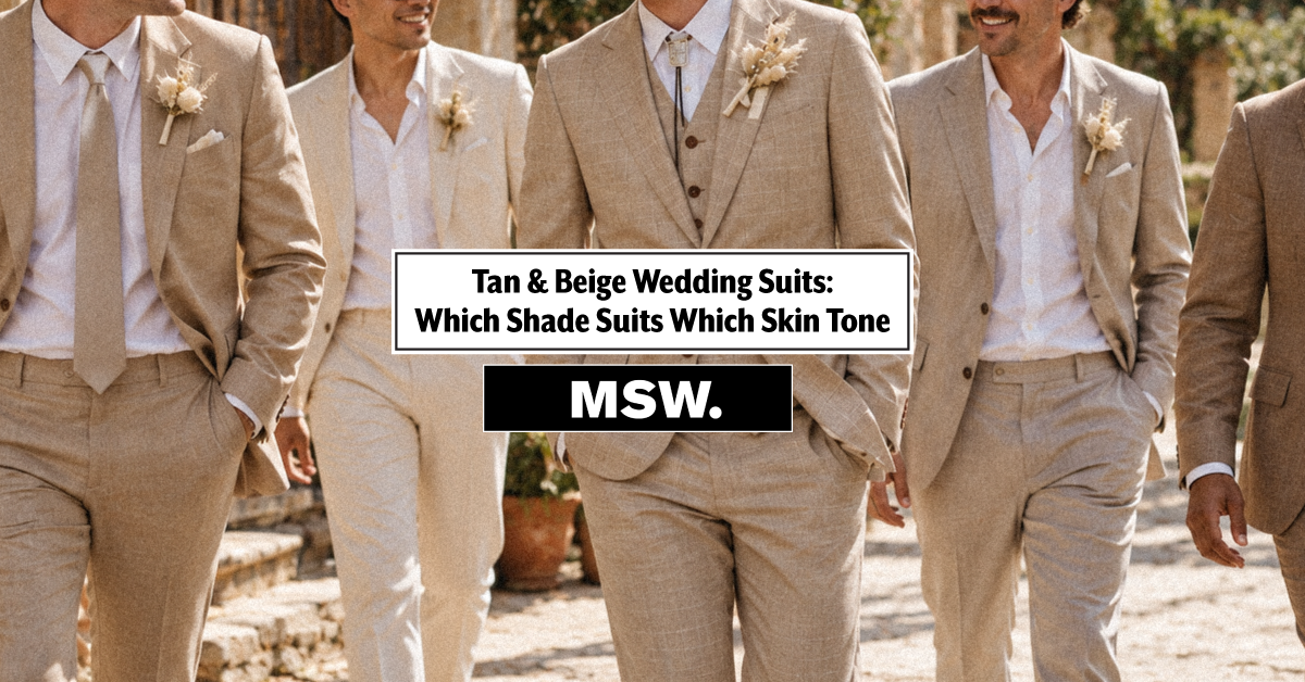 Men in beige and tan suits