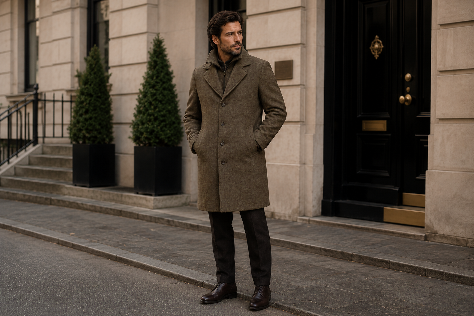 Studio italia mens checked sports coat in a woollen fabric  
