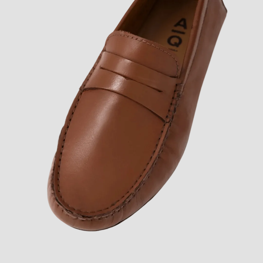 AQ by Aquila Conwell Leather Loafers in Tan