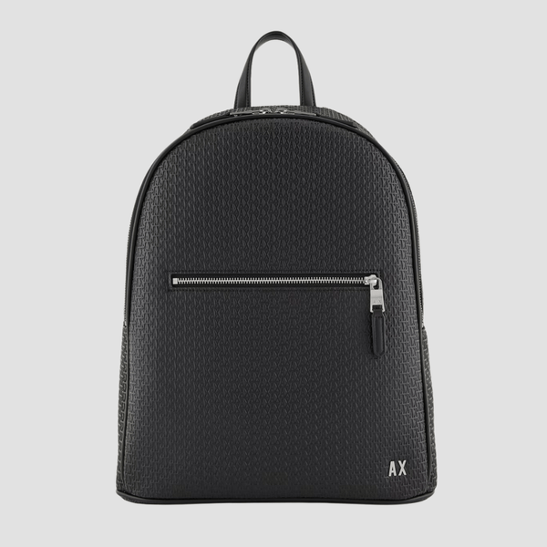 Armani Backpack With All-Over Embossed Logo in Black