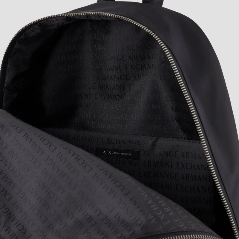 Armani Lightweight Silver Zip Backpack in Black