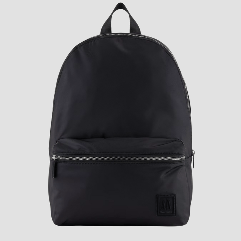 Armani Lightweight Silver Zip Backpack in Black