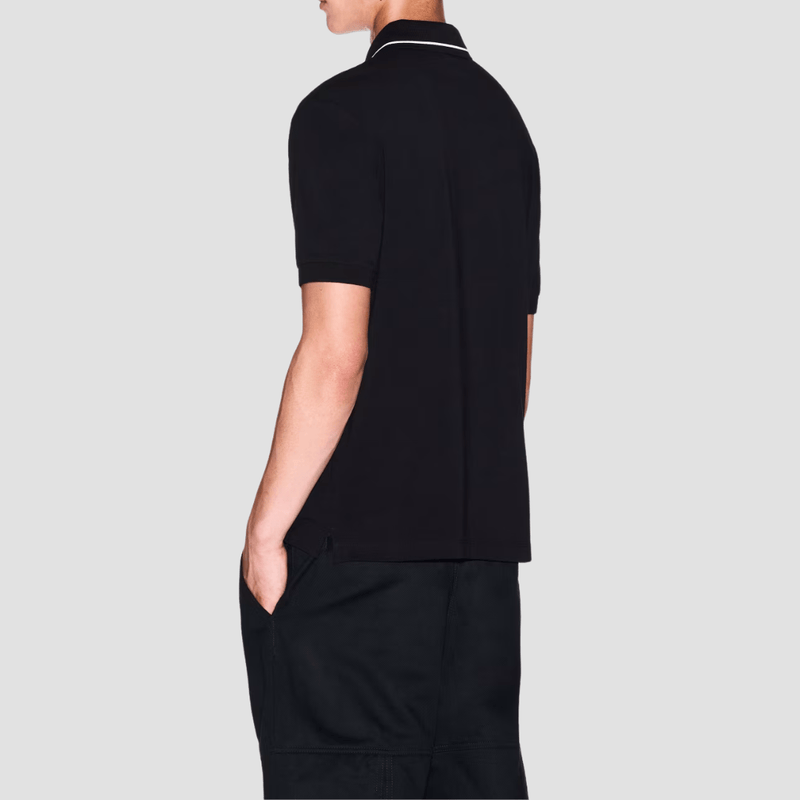 Armani Mens Regular Fit Polo in Black Stretch Jersey