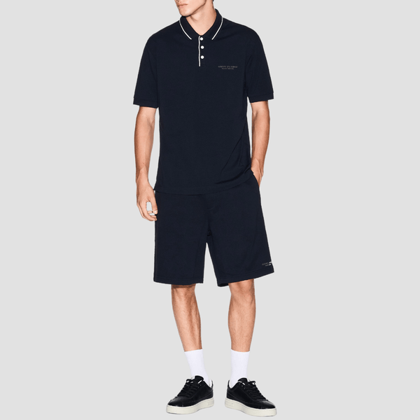 Armani Mens Regular Fit Polo in Deep Navy Stretch Jersey