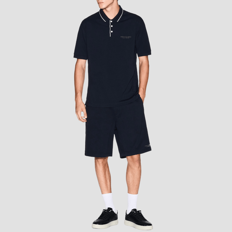 Armani Mens Regular Fit Polo in Deep Navy Stretch Jersey