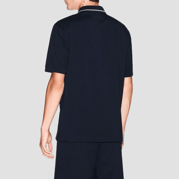 Armani Mens Regular Fit Polo in Deep Navy Stretch Jersey