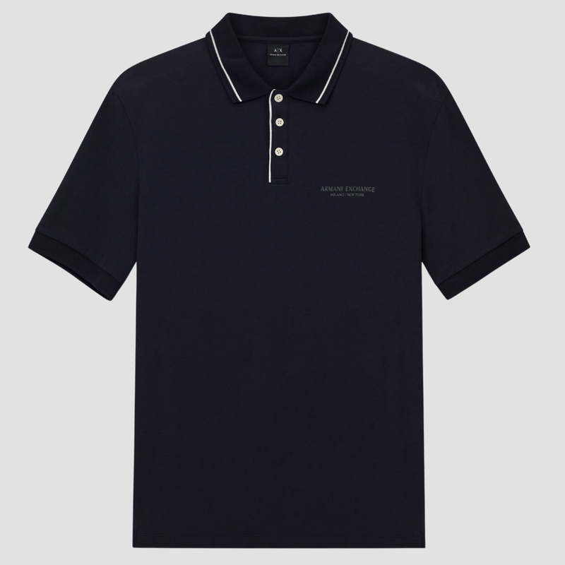 Armani Mens Regular Fit Polo in Deep Navy Stretch Jersey