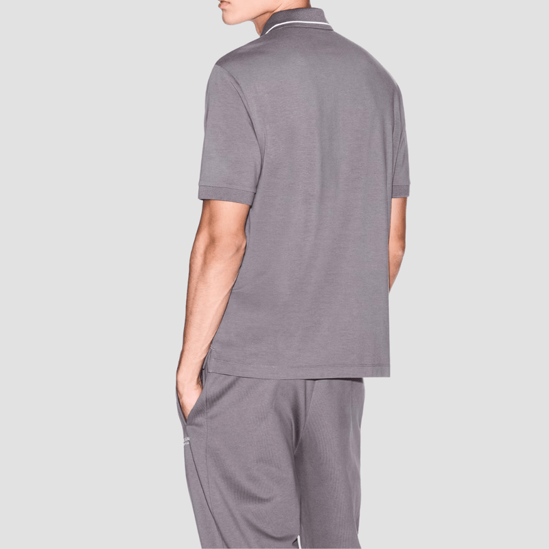 Armani Mens Regular Fit Polo in Grey Stretch Jersey