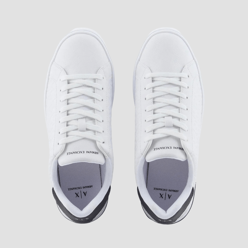 Armani Mens Logo Detail Sneakers in White and Black