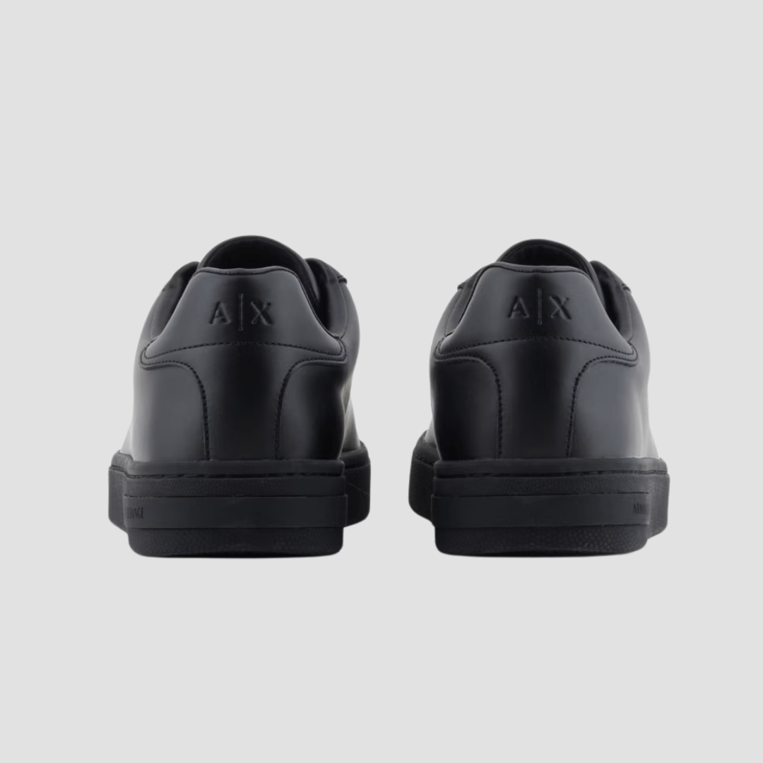 Armani Mens Sole Logo Sneakers in Black Leather