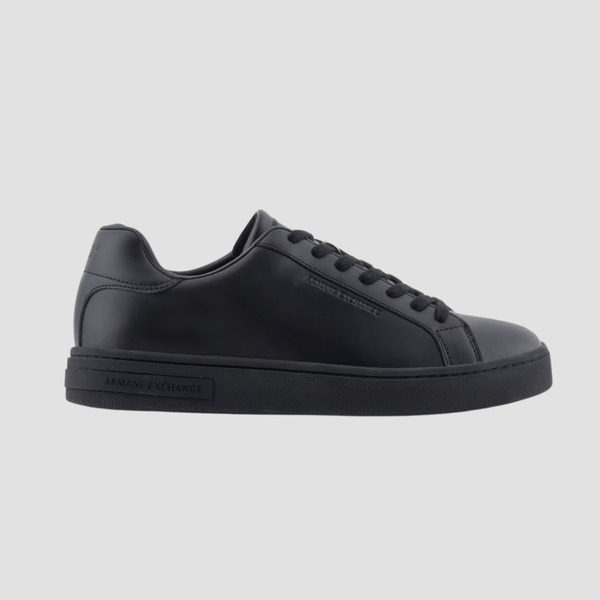 Armani Mens Sole Logo Sneakers in Black Leather