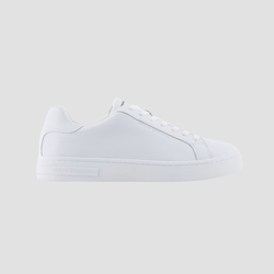 Armani Mens Sole Logo Sneakers in White Leather