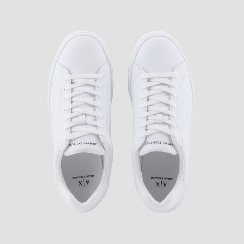 Armani Mens Sole Logo Sneakers in White Leather