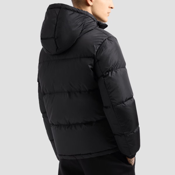 Armani Padded Down Jacket with Removable Hood in Black