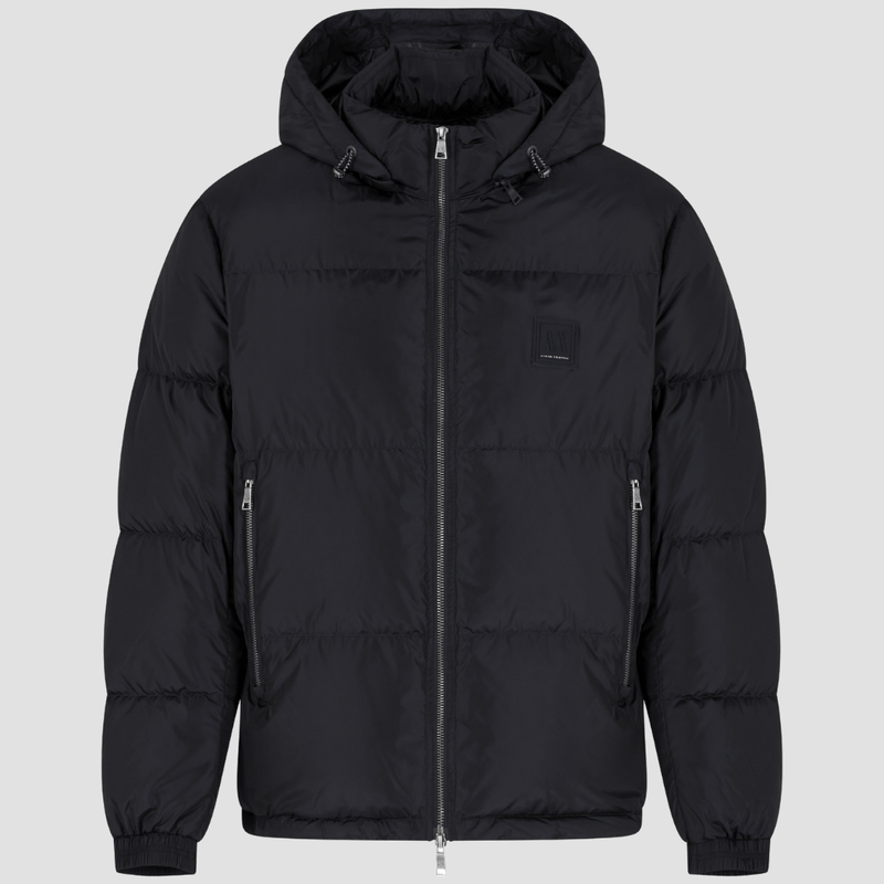 Armani Padded Down Jacket with Removable Hood in Deep Navy