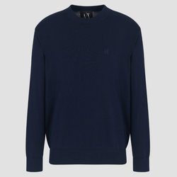 Armani Slim Fit Crewneck Knit Pullover In Deep Navy