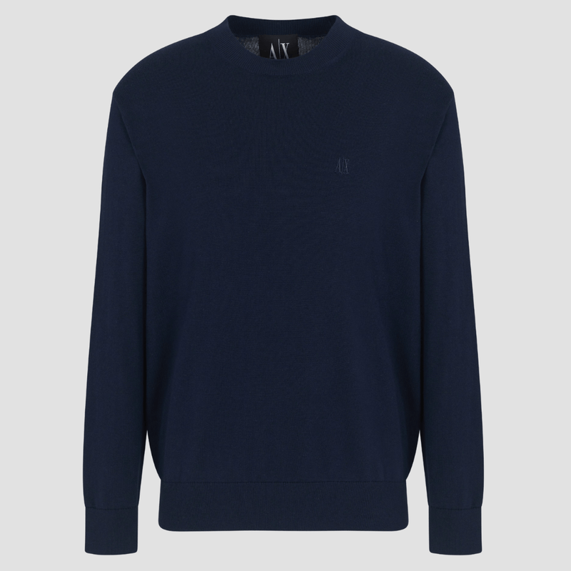 Armani Slim Fit Crewneck Knit Pullover In Deep Navy