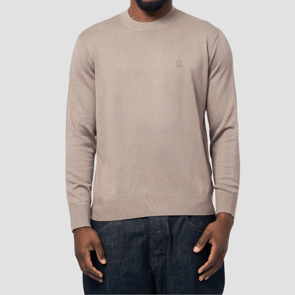 Armani Slim Fit Knit Crewneck Pullover In Driftwood
