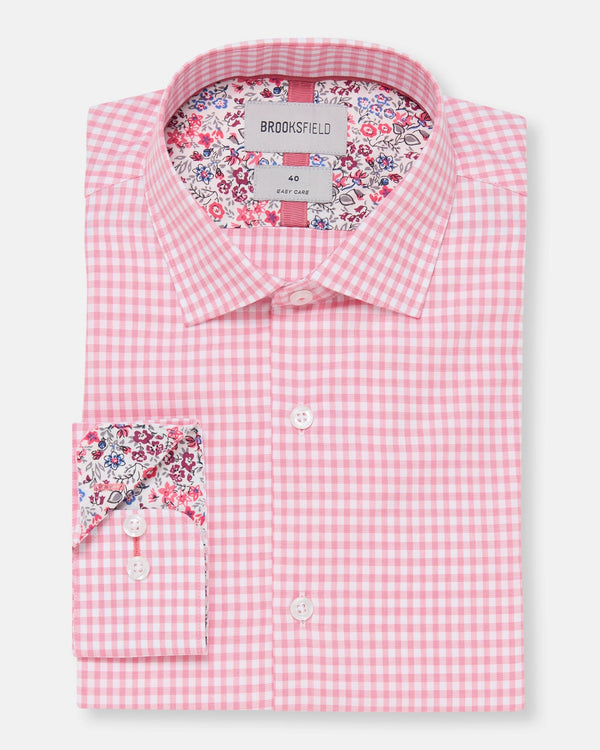 Brooksfield easy care regular fit shirt in pink