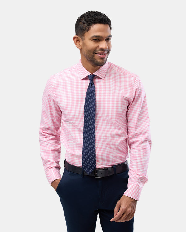 Brooksfield easy care regular fit shirt in pink