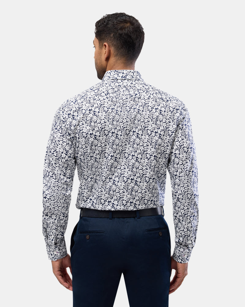 Brooksfield easy care regular fit mens shirt in navy floral