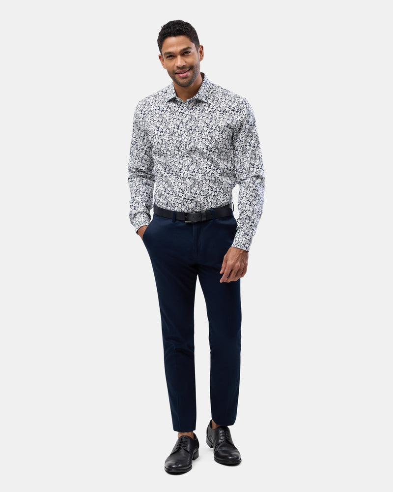 Brooksfield easy care regular fit mens shirt in navy floral