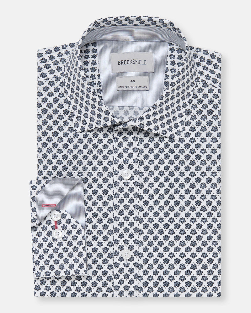 Brooksfield classic fit stretch mens shirt in silver