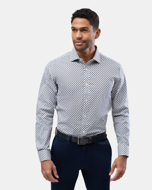 Brooksfield classic fit stretch mens shirt in silver