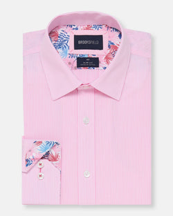 Brooksfield slim fit luxe business shirt in pink